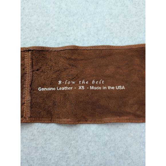 B- Low The Belt Brown Genuine Leather XS Wide Waist Belt Gold Buckle Medallion - Picture 9 of 13